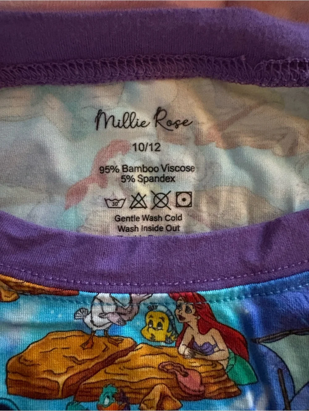 Girls' Blue & Purple Ariel Print Pajama Set
